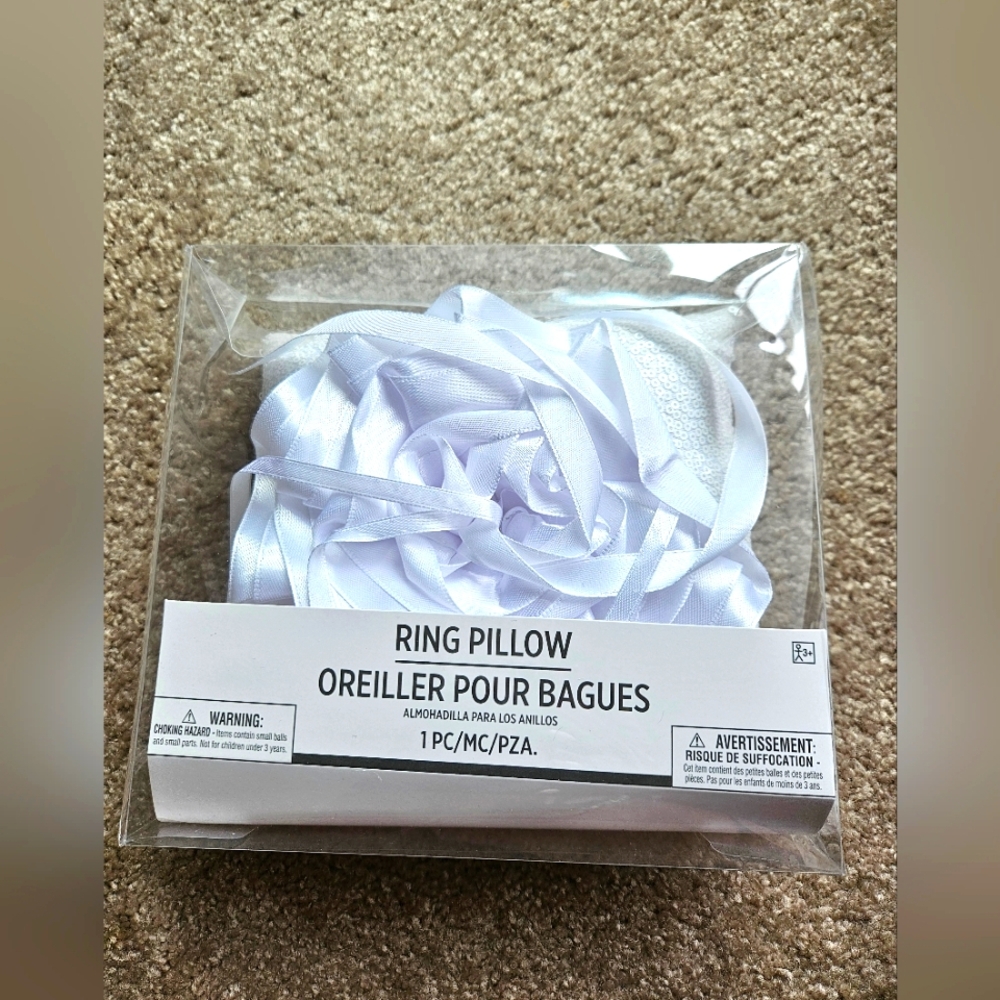 White Satin Ring Bearer Pillow